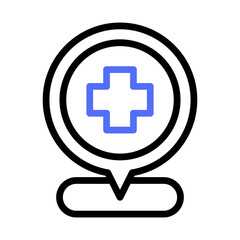 Obraz premium Medical facility locator, a healthcare service point outlined with a cross