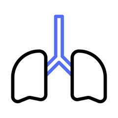 Stylized human lungs graphic: simple anatomical representation with vibrant blue details
