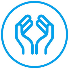Obraz premium Minimalist icon depicting two hands reaching out to embrace and safeguard a united compassion support and a shared commitment to collective wellbeing