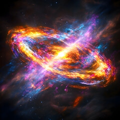 Obraz premium Dancing Light of the Universe: A Visual Journey into the Majestic Quasar Phenomena