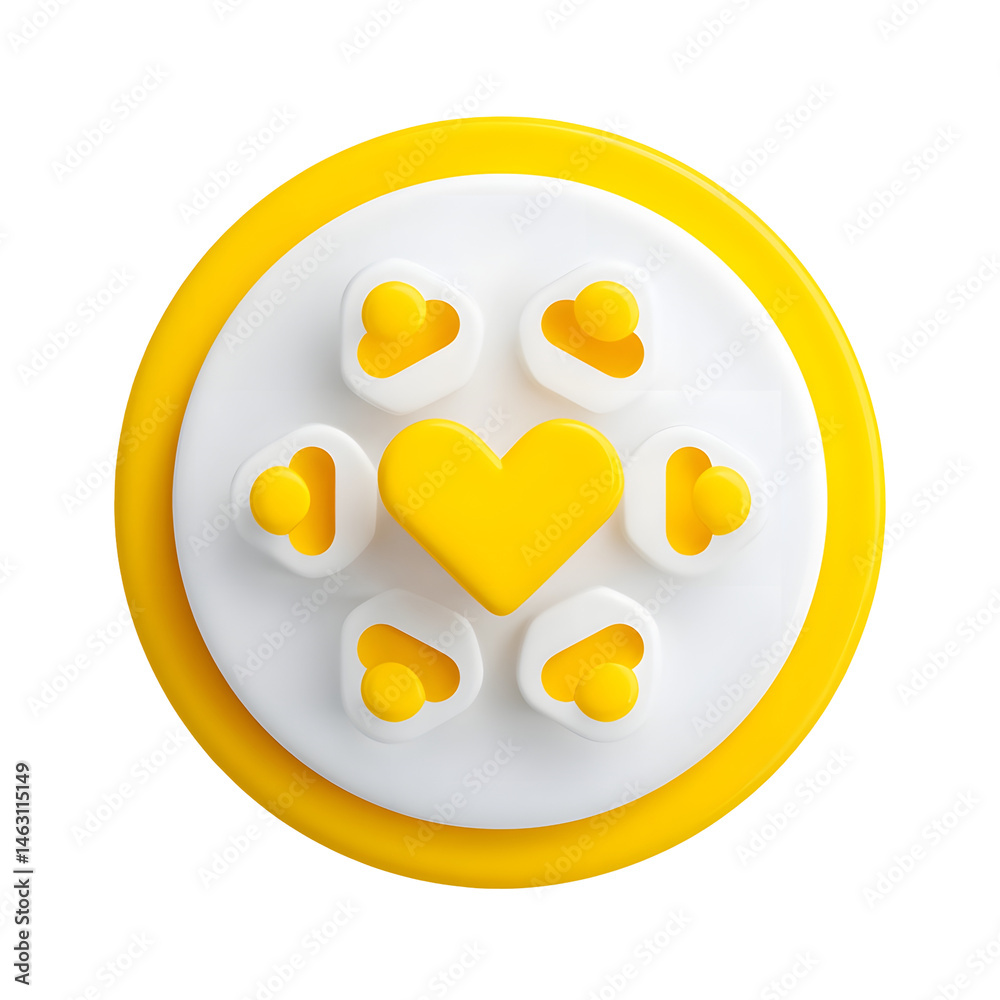 Aufkleber a simple and clean design featuring a yellow circular heart icon made up of smaller yellow bubbles o