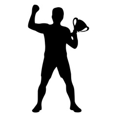 black silhouette illustrations of people celebrating with trophies