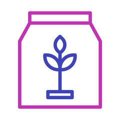 Seed packet icon with minimalist plant graphic, symbol for growth and agriculture