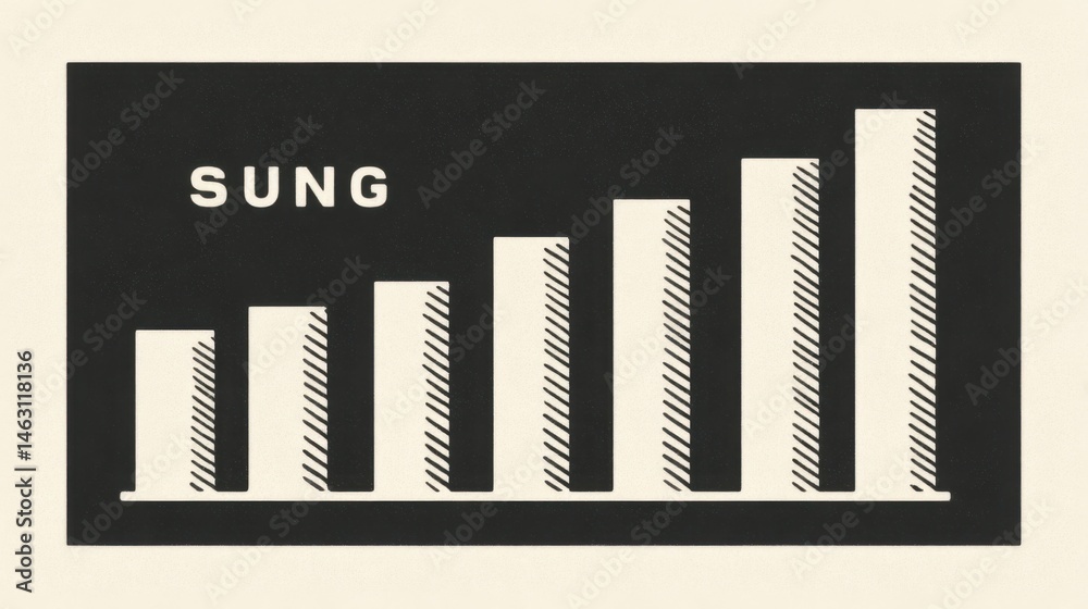 Poster Graphic illustration of a rising bar graph depicting growth and statistical data