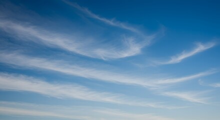 Open Blue Sky with Cirrus Clouds Drifting on Sunny Day