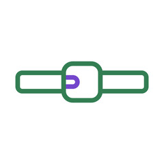 Green and purple buckle icon with minimalist design symbolizing fashion accessory