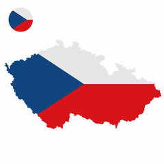 Obraz premium Vector set of Czech Republic high detailed map flag and national flag round badge isolated on white background.