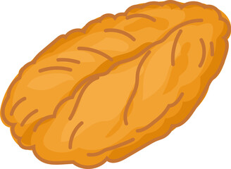 Leaf-shaped chicken nugget line art vector illustration