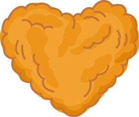 Heart-shaped chicken line art vector illustration