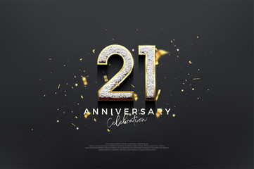 Simple elegant design, 21st anniversary celebration with luxurious shiny glitter numbers.