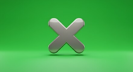 Obraz premium vector cartoon metallic crossline icon with glossy finish, centered on green screen background 