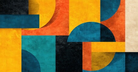 Abstract geometric shapes in vibrant colors.