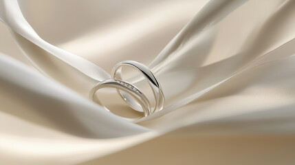 Golden wedding rings hanging on a thin rope, symbolizing enduring love and commitment
