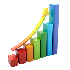 A vibrant 3D bar chart showing upward trends