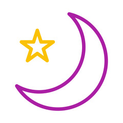 Stylized celestial crescent moon and star icon for decorative or cultural use