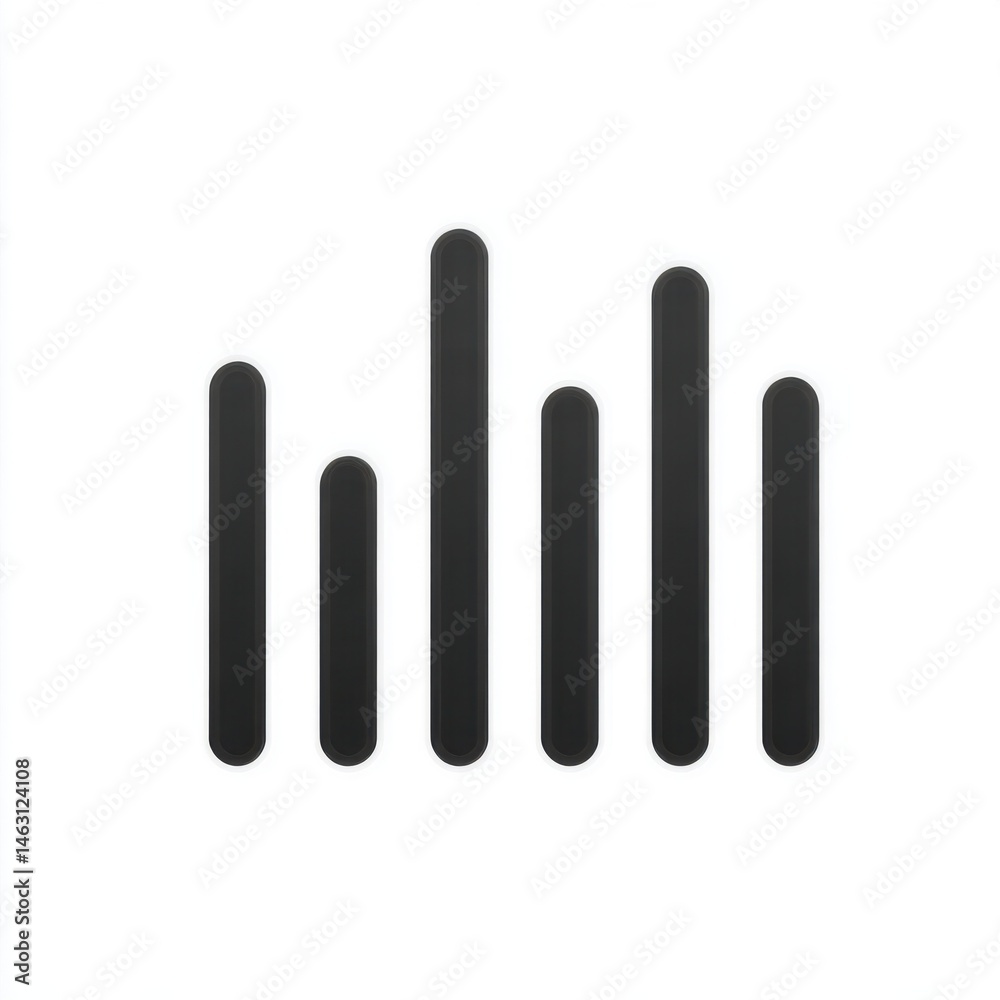 Poster Minimalist graphic equalizer icon isolated on white background with rounded edges