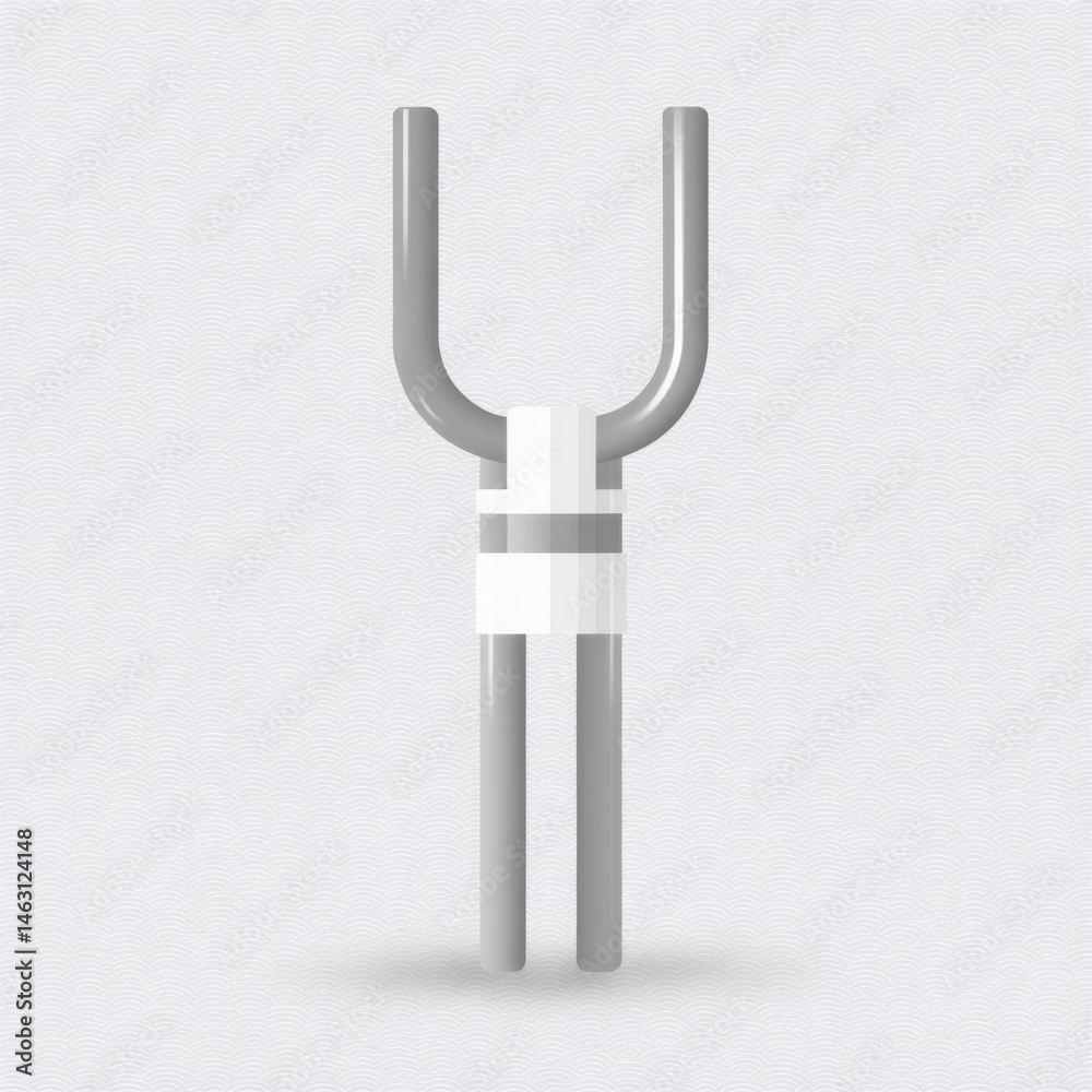 Poster minimalist graphic illustration of a stylized metallic object on a light background.