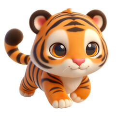 Cute 3d tiger isolated on white background