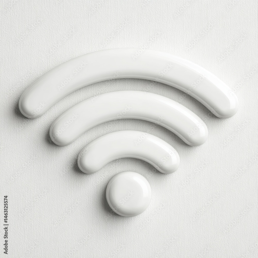 Poster minimalist white wi-fi symbol on textured background representing connectivity.