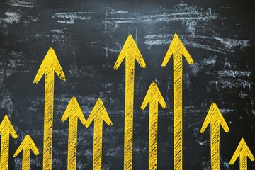 Multiple Yellow Arrows On Chalkboard