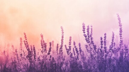 Fototapeta premium Dreamy Lavender Field, Watercolor Style with Soft Hues Background