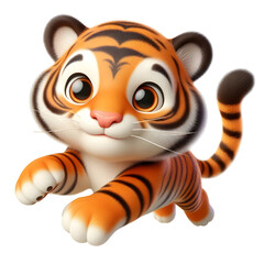 Cute 3d tiger isolated on white background