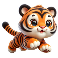 Cute 3d tiger isolated on white background
