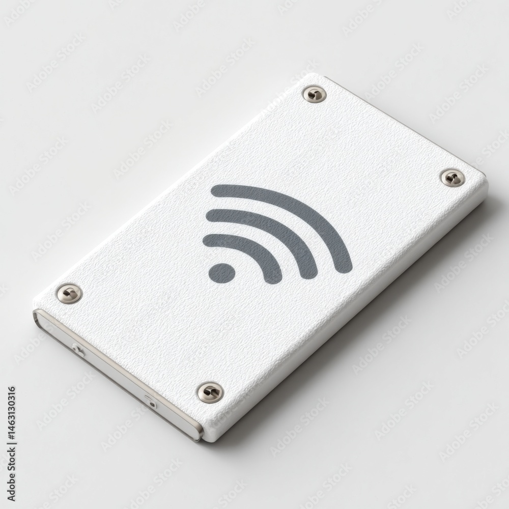 Poster modern white wireless device with wi-fi symbol on a clean white background