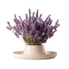 Fototapeta premium Lavender Bouquet in a Modern Ceramic Pot with Catch Tray