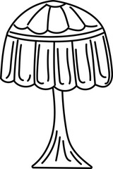 Rounded vintage lamp line art vector illustration