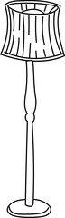 Thin modern floor lamp line art vector illustration