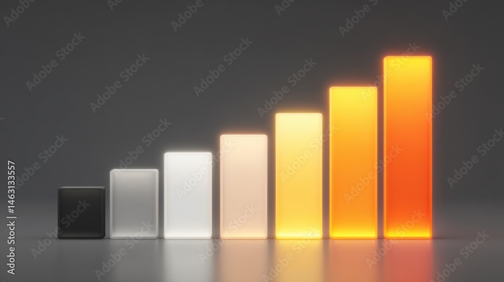 Aufkleber rising bar graph with glowing gradient colors representing growth and progress