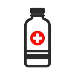 Fototapeta premium Simple and modern illustration of a medicine bottle with a medical symbol.
