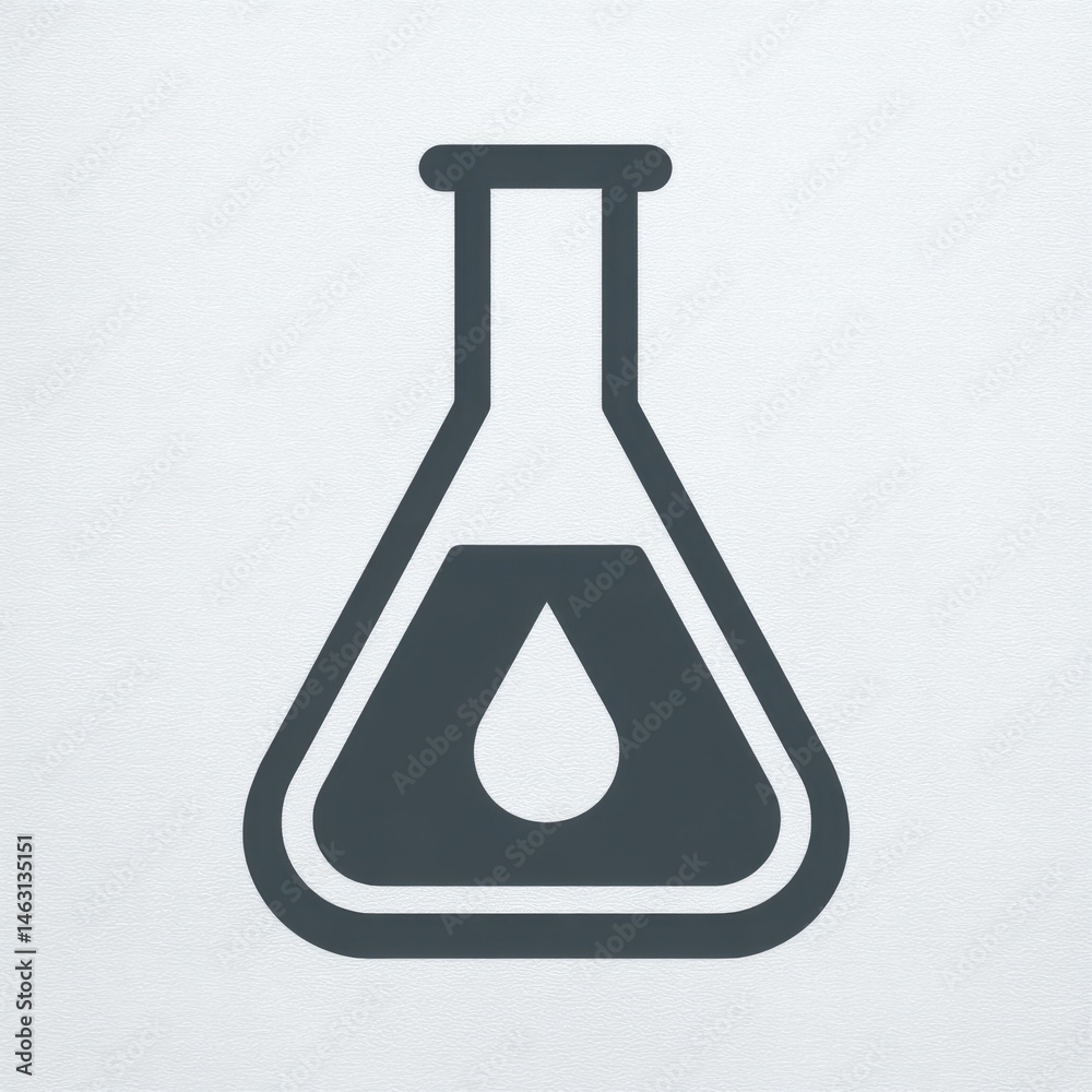 Aufkleber simple dark laboratory flask icon with a water droplet on a white background