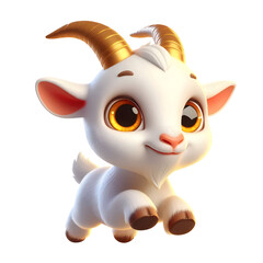 Cute 3d goat isolated on white background