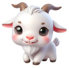 Cute 3d goat isolated on white background