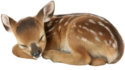 Sleeping Baby Antelope Calf Isolated on White Background