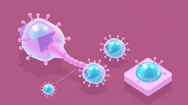 3D Isometric Flat  Conceptual Illustration of Totipotent Cells, Educational Scheme
