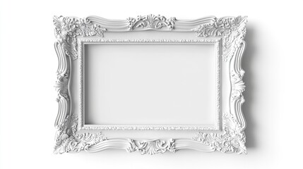 Empty white picture frame