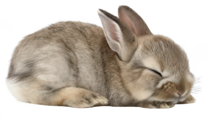 Sleeping Baby Bunny Isolated on White Background