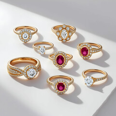 Luxury gold rings isolated