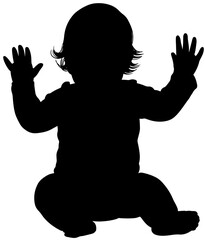Baby Sitting Silhouette with Hands Up