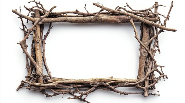 Rustic wooden twig frame