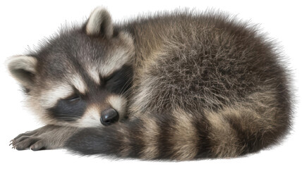 Obraz premium Sleeping Baby Raccoon Isolated on White Background