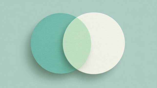 Two overlapping circles in shades of green against a pastel green background