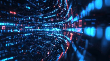 Obraz premium Abstract digital tunnel of binary code