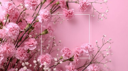Fototapeta premium Beautiful Pink Carnation Flowers Floral Design Pretty Delicate Spring Blossom Romantic Background Elegant Nature Soft Pastel Color