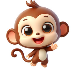 Cute 3d monkey isolated on white background