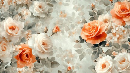 Delicate floral wallpaper design with roses