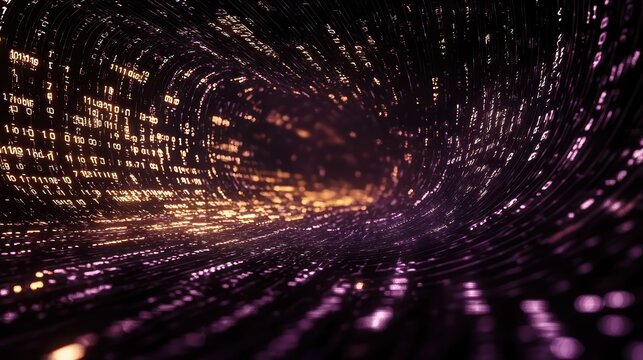 Abstract digital binary code background in dark tones with floating numbers - Powered by Adobe